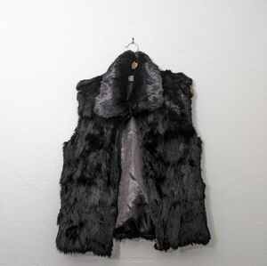 Surell black rabbit fur vest